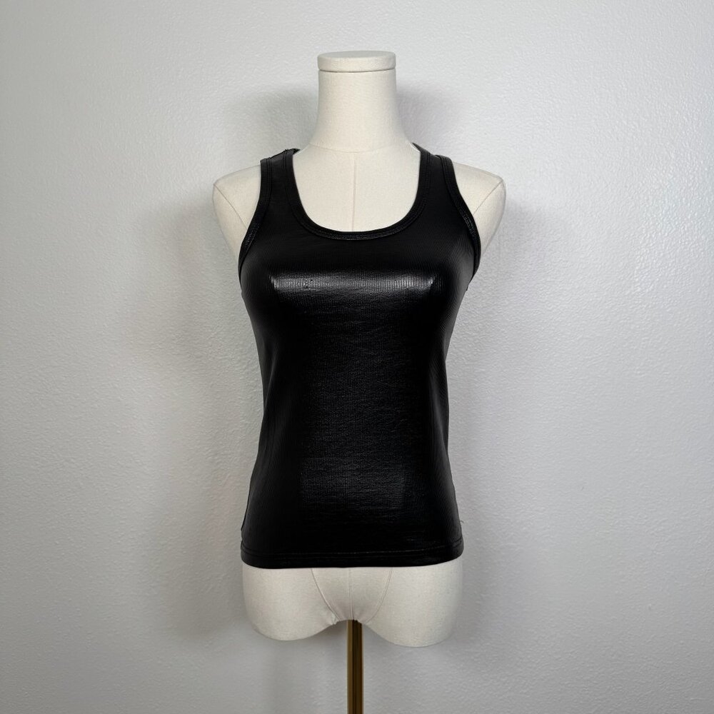Galita Shiny Black Cotton Tank Top - One Size